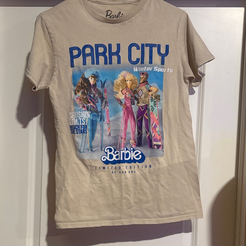 Barbie Park City Winter Sports Tee - Cream with Blue Graphic